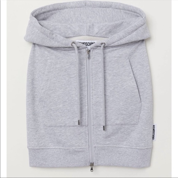 H&M X Moschino H&Moschino Grey Gray Skirt Hooded Drawstring Zip Size 6 - Picture 6 of 6